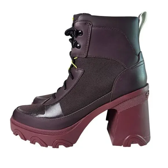 Sorel Brex Heel Lace Bootie Womens 9 Waterproof Leather New Cinder Sea Sprite